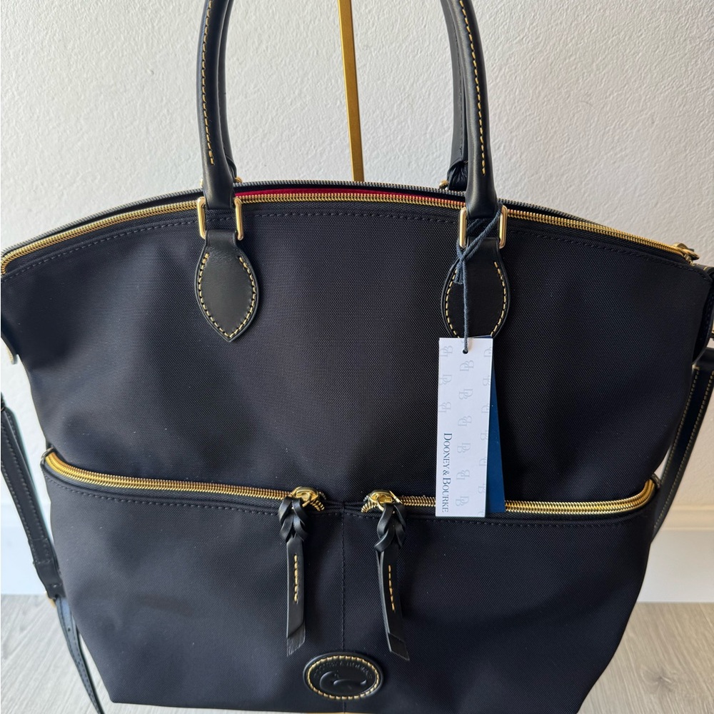 Dooney & Bourke Black and Gold Crossbody Bag with Crossbody Strap